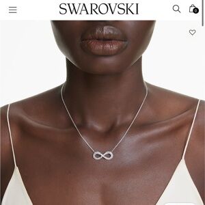 Boxed Swarovski Silver Infinity Crystal Pave cut Pendant Necklace